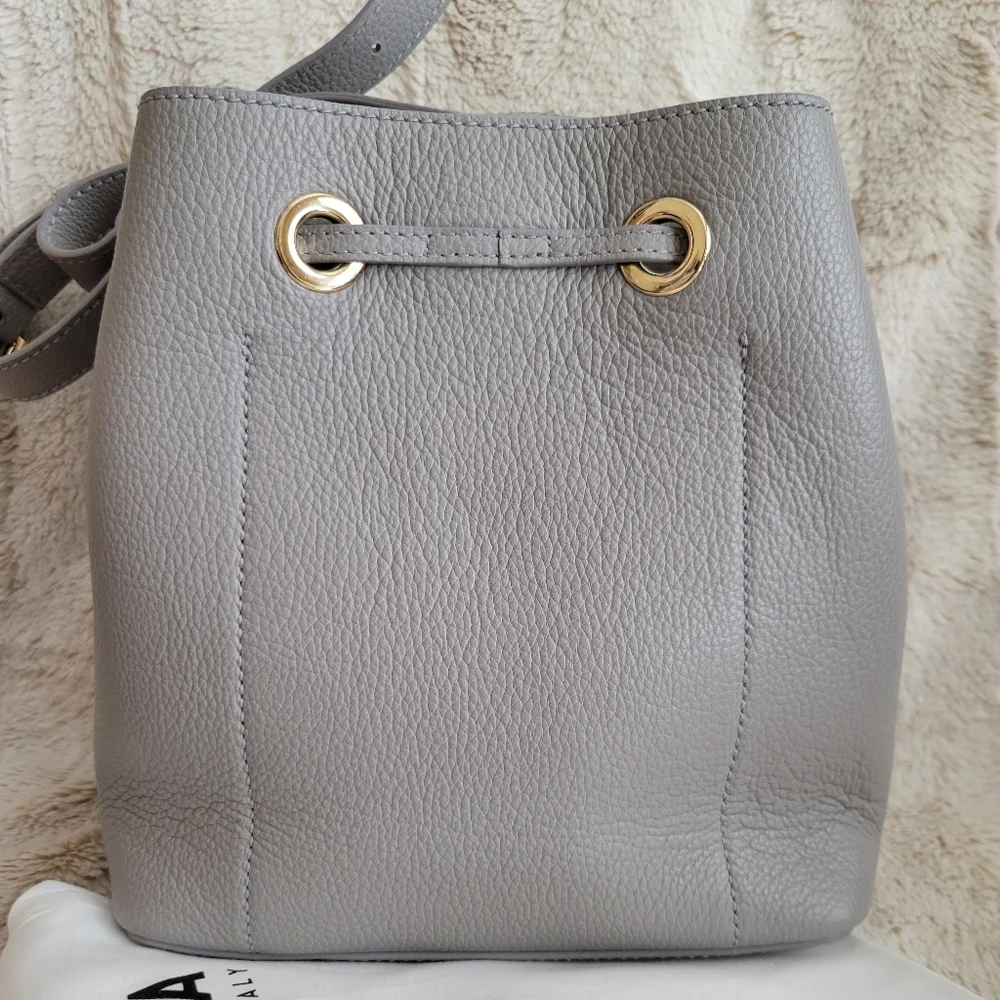 FURLA Pebble Gray Leather Crossbody/Bucket Bag - Picture 2 of 10